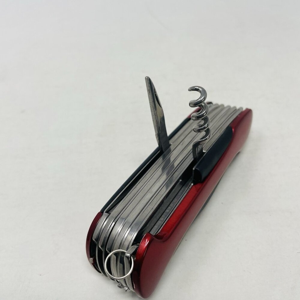 Traveler 12 Function Red Utility Knife in Stainless Steel with Nylon Belt Pouch - Picture 5 of 13